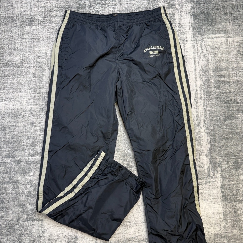 VTG Abercrombie Fitch Track Pants Adult Small 30x31 Navy Jersey Lined Stripe Y2K